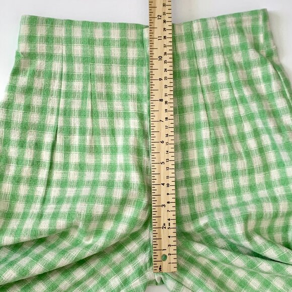 Zara Gingham Checkerboard Wide Leg Trouser Dress Pants Green White Dopamine Boho - Picture 12 of 16
